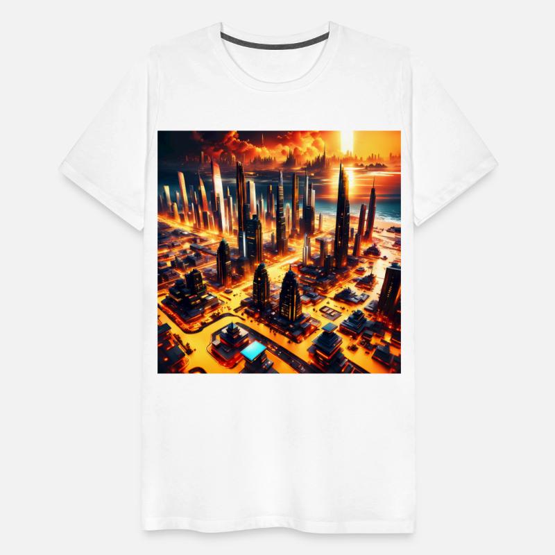 UFO World Alien Space City Skyline At Sunset