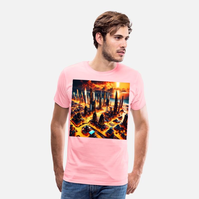 UFO World Alien Space City Skyline At Sunset