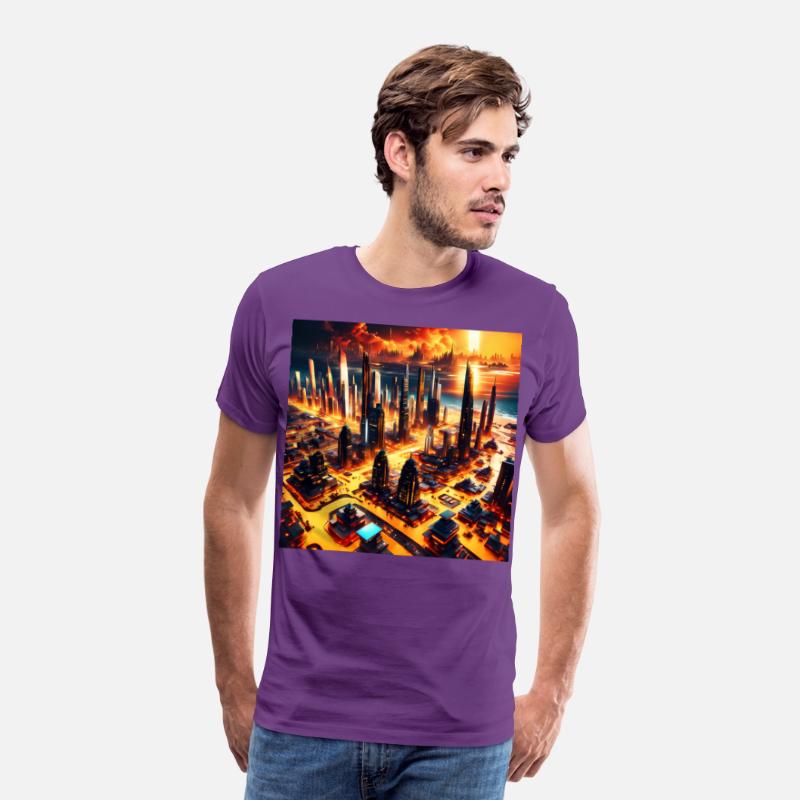 UFO World Alien Space City Skyline At Sunset