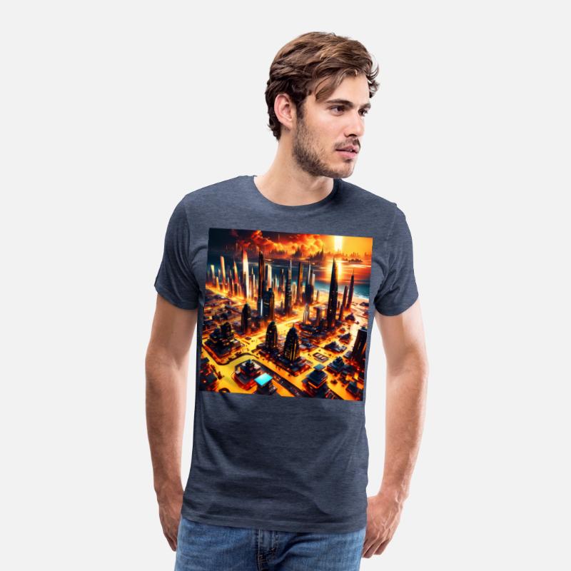 UFO World Alien Space City Skyline At Sunset