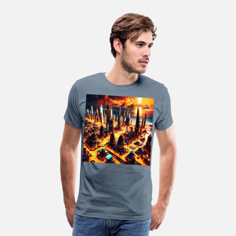 UFO World Alien Space City Skyline At Sunset