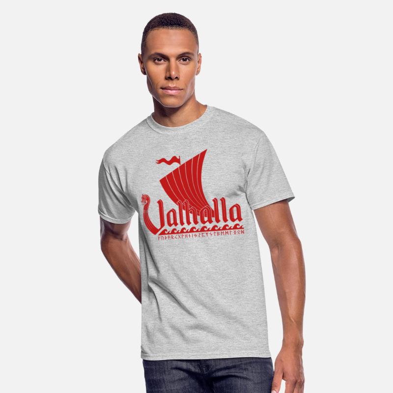 Valhalla viking ship futhark runes red