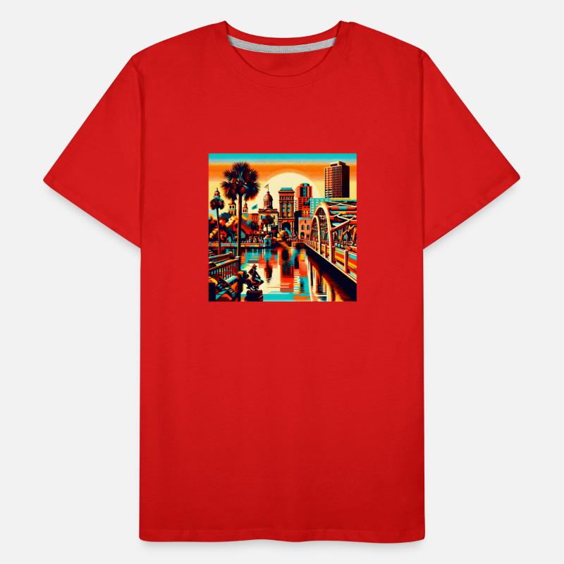Vibrant Retro City Sunset Tee