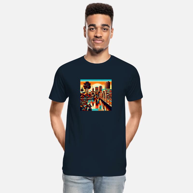 Vibrant Retro City Sunset Tee