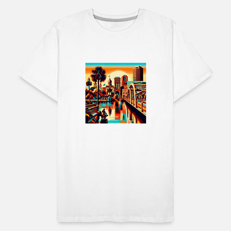 Vibrant Retro City Sunset Tee