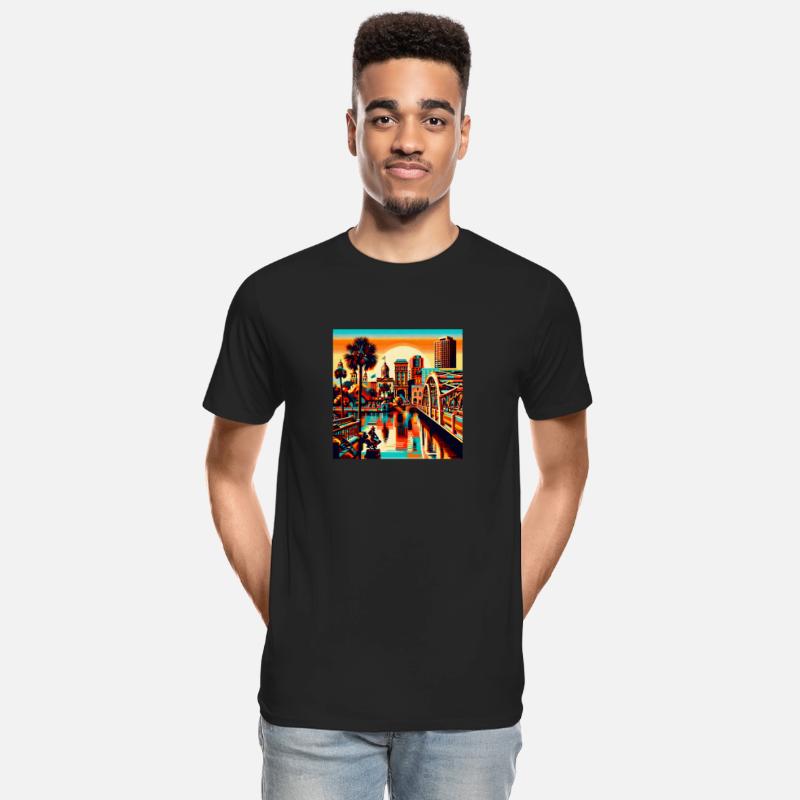 Vibrant Retro City Sunset Tee