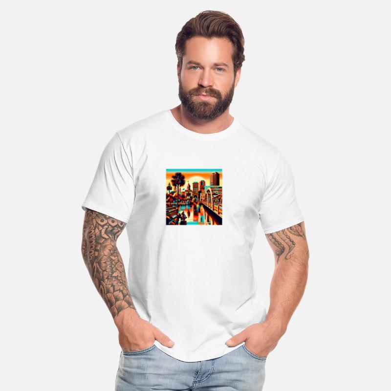 Vibrant Retro City Sunset Tee