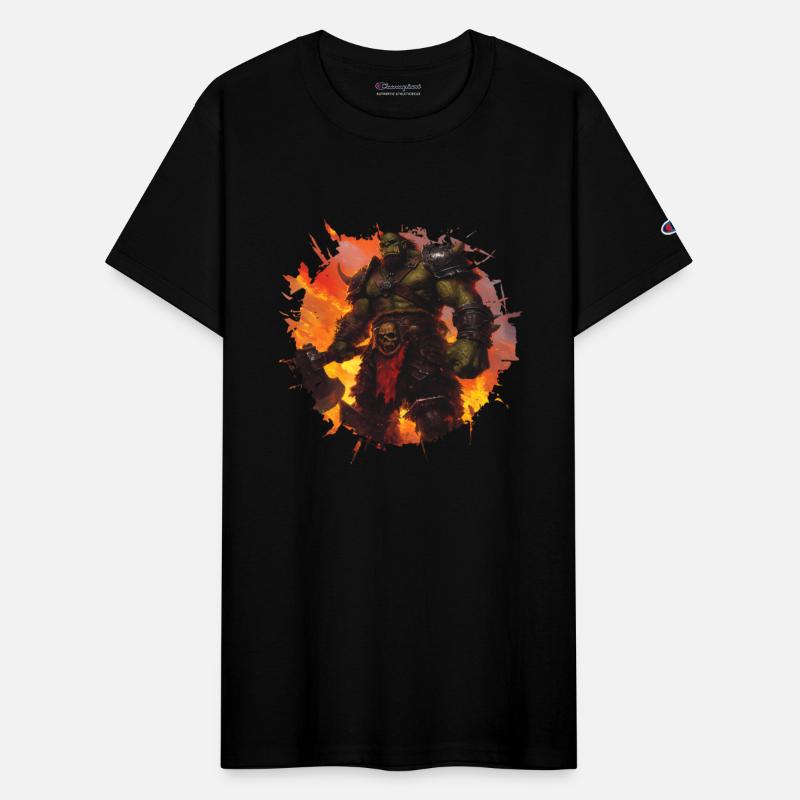 Warrior With Ax In A Flaming Battle Backdrop