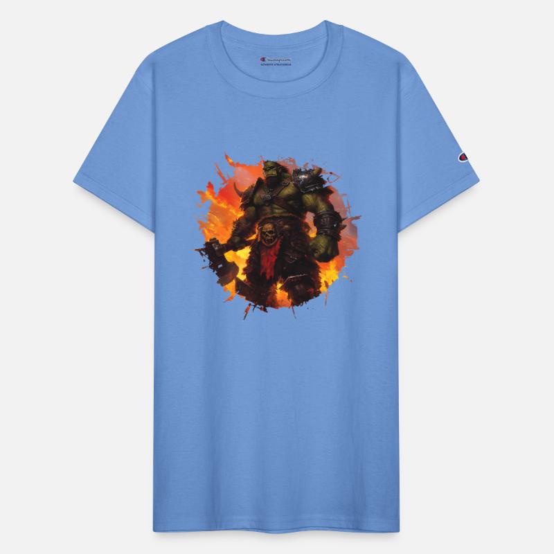 Warrior With Ax In A Flaming Battle Backdrop