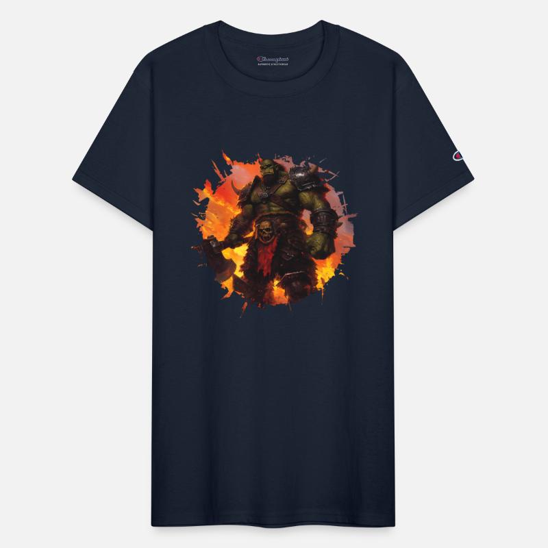 Warrior With Ax In A Flaming Battle Backdrop