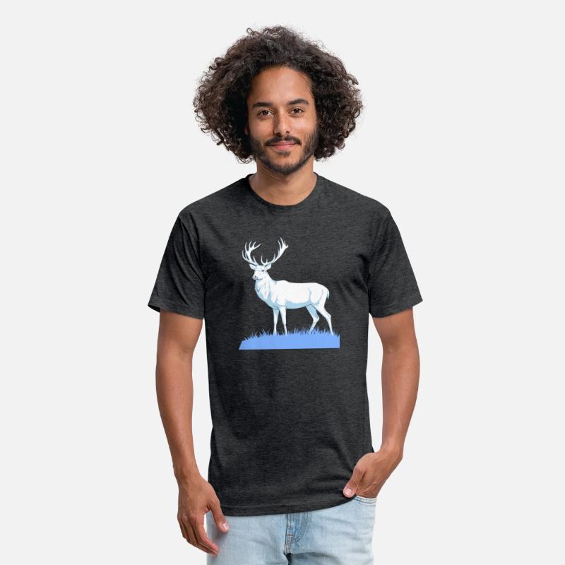 White Stag Deer Standing In Grass