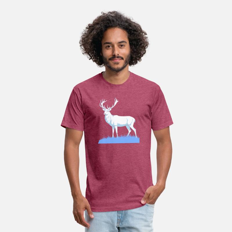 White Stag Deer Standing In Grass