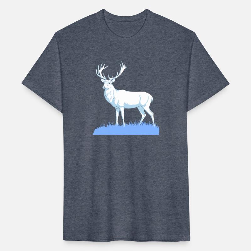 White Stag Deer Standing In Grass