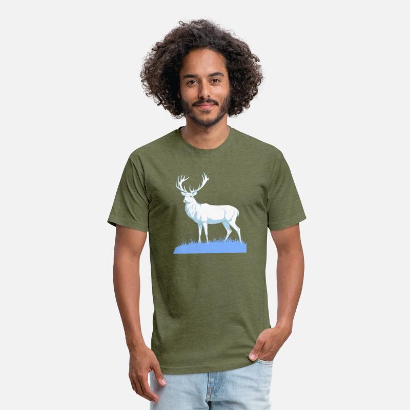 White Stag Deer Standing In Grass