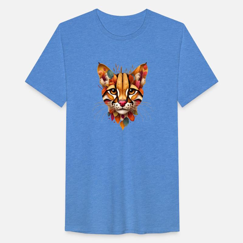 Wild cat Ocelot, made from colorful leaves