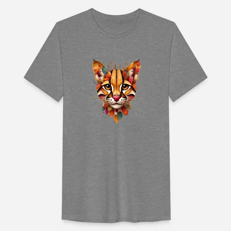 Wild cat Ocelot, made from colorful leaves